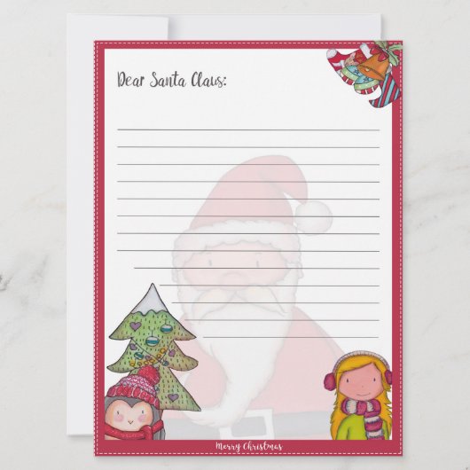 Santa Letter Sjabloon - Printable Holiday Kaart (Voorkant)