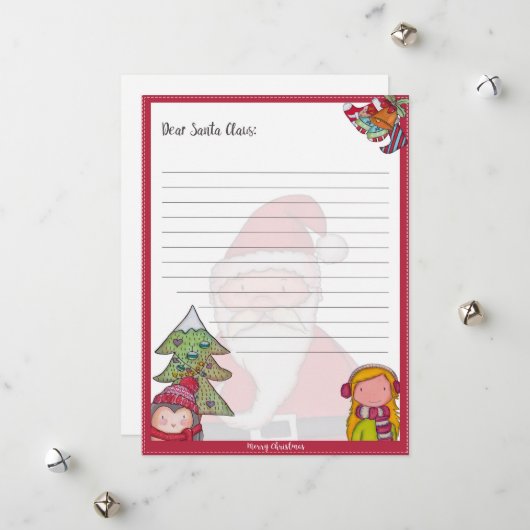 Santa Letter Sjabloon - Printable Holiday Kaart (Voorkant / Achterkant in situ)