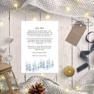 Santa Letter voor Baby Blauw Winter Bos Rustic Feestdagenkaart