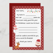 Santa Letter voor kinderen Fill-In-the-Blank Sjabl Feestdagenkaart (Voorkant / Achterkant)
