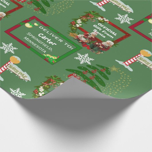 Santa Levering aan naam en locatie Cadeaupapier (Hoek)