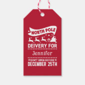 SANTA-leveringsnaam rode en witte Noordpool Cadeaulabel (Voorkant)
