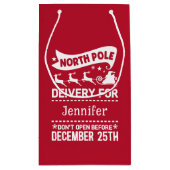 SANTA-leveringsnaam rode en witte Noordpool Klein Cadeauzakje (Achterkant)