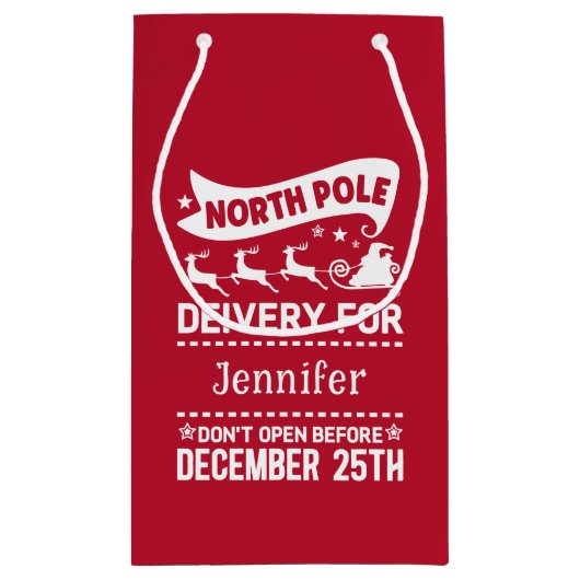 SANTA-leveringsnaam rode en witte Noordpool Klein Cadeauzakje (Achterkant)