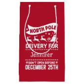 SANTA-leveringsnaam rode en witte Noordpool Klein Cadeauzakje (Voorkant)