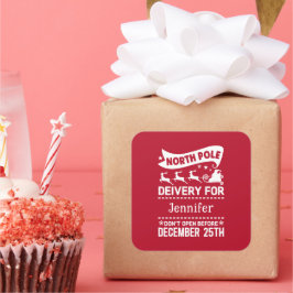 SANTA-leveringsnaam rode en witte Noordpool Vierkante Sticker