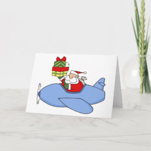 Santa Levert Cadeaus in het vliegtuig Feestdagen Kaart