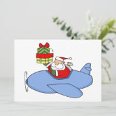 Santa Levert Cadeaus in het vliegtuig Kaart (Staand voorkant)