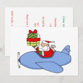 Santa Levert Cadeaus in het vliegtuig Kaart (Voorkant / Achterkant)