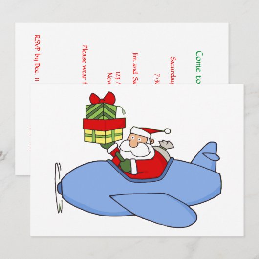 Santa Levert Cadeaus in het vliegtuig Kaart (Voorkant / Achterkant)