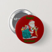 santa levert cadeaus in sack voor kerstmis ronde button 5,7 cm (Voorkant /achterkant)