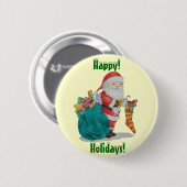 santa levert cadeaus in sack voor kerstmis ronde button 5,7 cm (Voorkant /achterkant)
