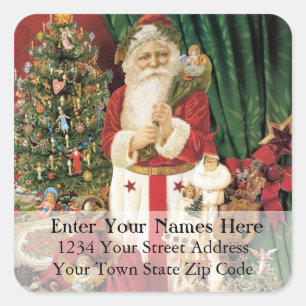 Santa Levert het etiket van het Vintage Kerstadres