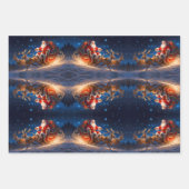 Santa levert speelgoed op een helling met rendiere inpakpapier vel (Voorkant 3)