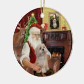 Santa-Lhasa Apso (R2) Keramisch Ornament (Links)