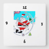 **SANTA LIEFT GOLFING** KLOT VIERKANTE KLOK (Voorkant)