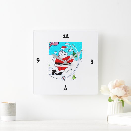 **SANTA LIEFT GOLFING** KLOT VIERKANTE KLOK (Huis)