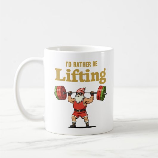 Santa Lifting Weights Koffiemok (Links)