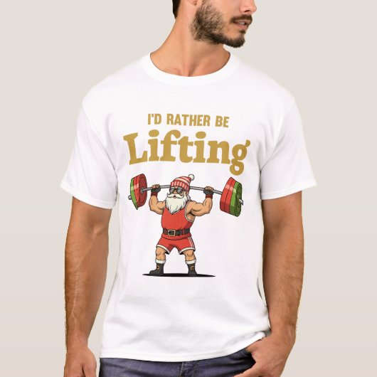 Santa Lifting Weights T-shirt (Voorkant)