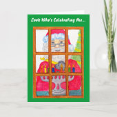 Santa Lighting Menorah Kaart (Voorkant)