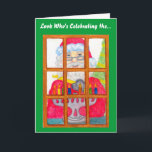 Santa Lighting Menorah-kaart Feestdagen Kaart<br><div class="desc">Een schattig griezelig afbeelding van de Kerstman die de menorakkaarsen aansteekt,  is deze kaart.</div>