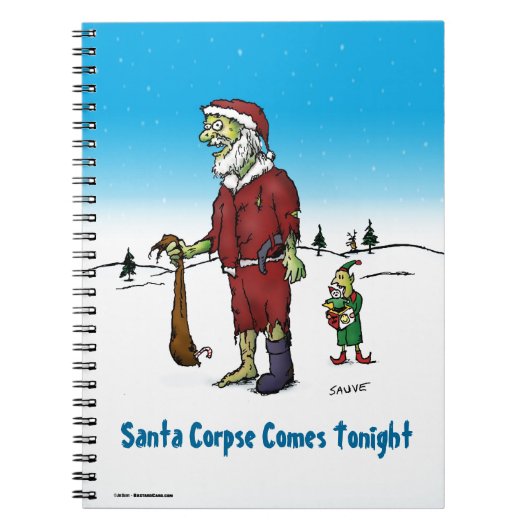 Santa Lijk Grappige Zombie Cartoon Notitieboek (Voorkant)