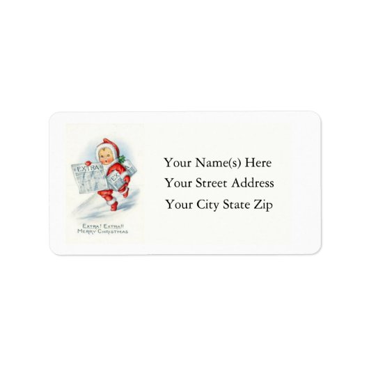Santa like Newsboy  Address Label (Voorkant)