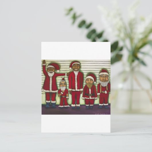 Santa Line Up Feestdagenkaart (Staand voorkant)