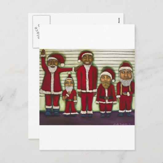 Santa Line Up Feestdagenkaart (Voorkant / Achterkant)