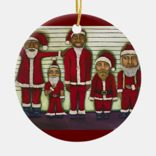 Santa Line Up Keramisch Ornament (Voorkant)