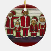 Santa Line Up Keramisch Ornament (Achterkant)