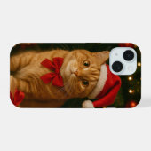 Santa Lint Kat iPhone 15 Hoesje (Achterkant horizontaal)