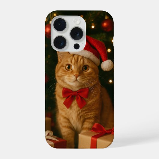 Santa Lint Kat iPhone 15 Pro Hoesje (Achterkant)