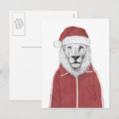 Santa lion feestdagenkaart (Voorkant / Achterkant)