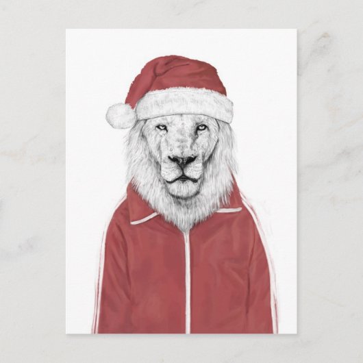 Santa lion feestdagenkaart (Voorkant)
