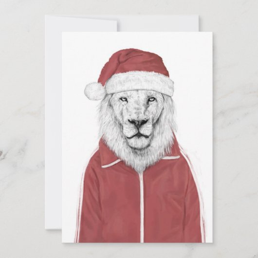 Santa lion feestdagenkaart (Voorkant)