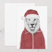 Santa lion feestdagenkaart (Voorkant / Achterkant)