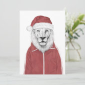 Santa lion feestdagenkaart (Staand voorkant)