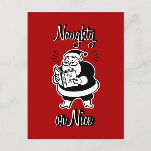Santa List Naughty of Nice kerstBriefkaart Feestdagenkaart (Voorkant)