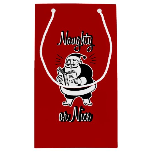 Santa List Naughty of Nice kerstcadeautas Klein Cadeauzakje (Achterkant)