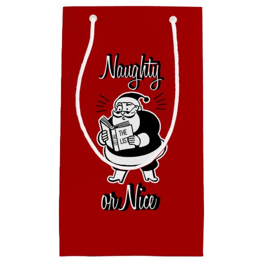Santa List Naughty of Nice kerstcadeautas Klein Cadeauzakje (Voorkant)