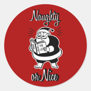 Santa List Naughty of Nice kerstronde Sticker