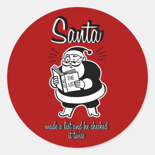 Santa List Naughty of Nice kerstronde Sticker (Voorkant)
