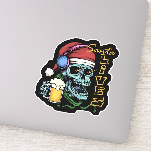 Santa Lives Skull ID857 Sticker (Detail)