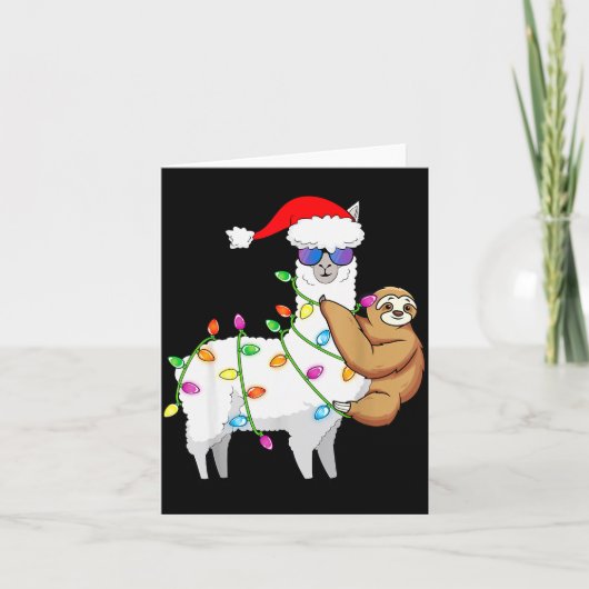 Santa Llama Xmas Funny Llama Sloth Christmas Kaart (Voorkant)