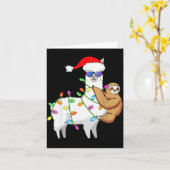Santa Llama Xmas Funny Llama Sloth Christmas Kaart (Gele Bloem)