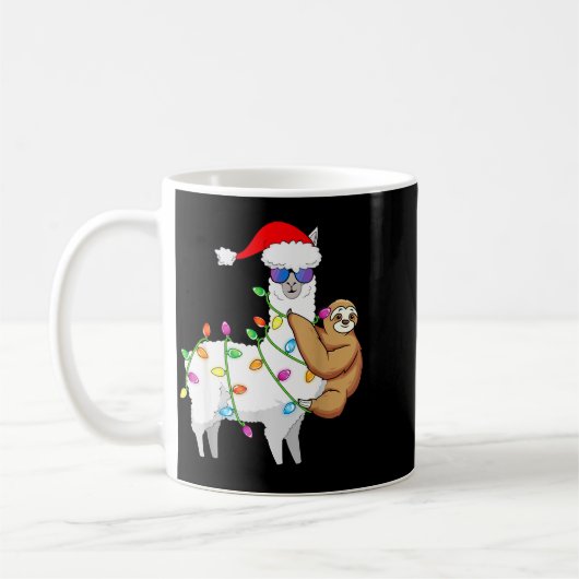 Santa Llama Xmas Funny Llama Sloth Christmas  Koffiemok (Links)