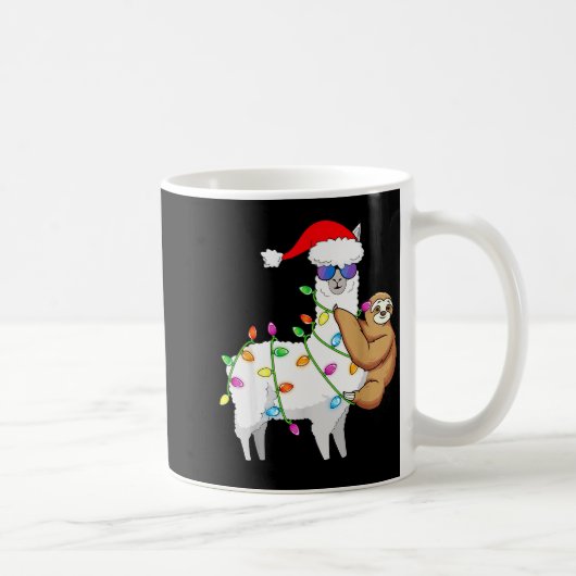 Santa Llama Xmas Funny Llama Sloth Christmas Koffiemok (Rechts)