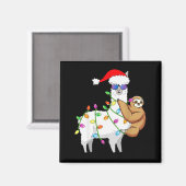 Santa Llama Xmas Funny Llama Sloth Christmas  Magneet (Voorkant / Achterkant)