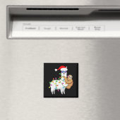 Santa Llama Xmas Funny Llama Sloth Christmas  Magneet (Insitu (Vaatwasser))